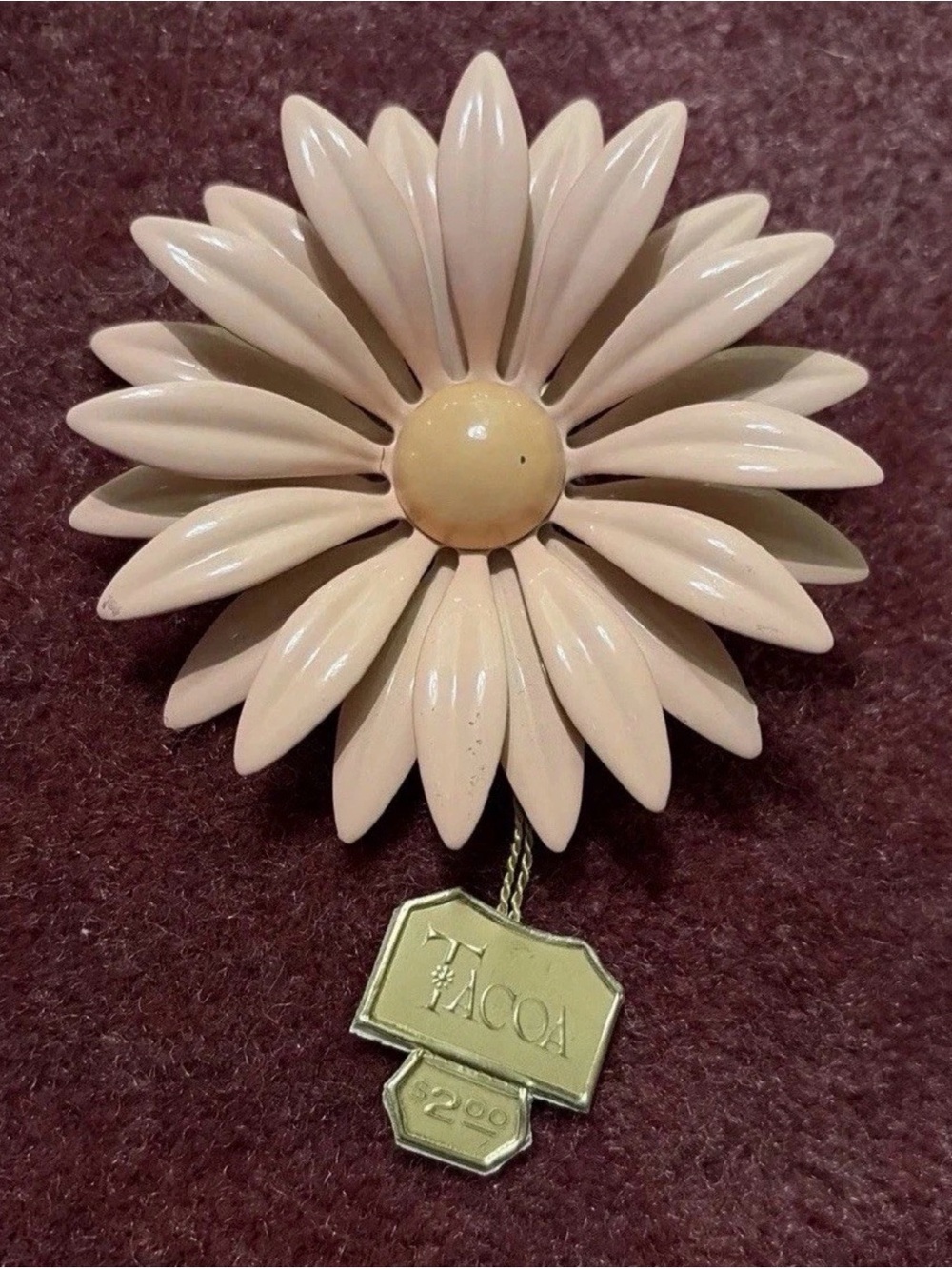 Vintage TACOA Pink Daisy Flower Brooch